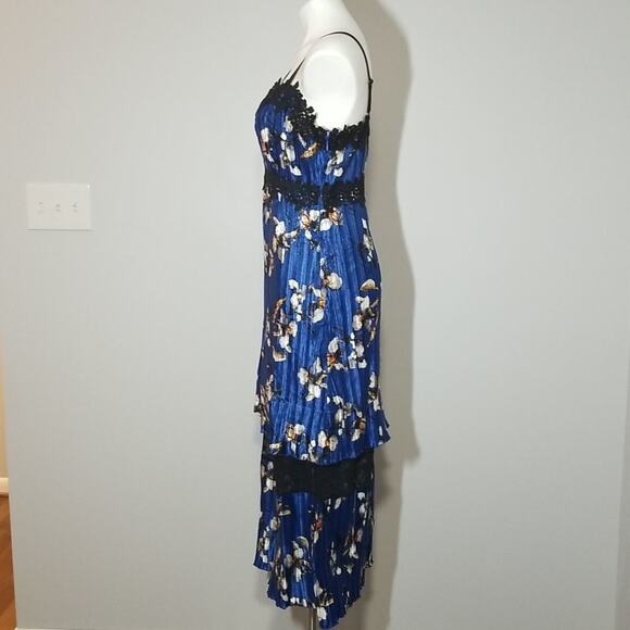NWT Foxiedox Blue Floral Carmella Pleated Midi Dress - Picture 7 of 15